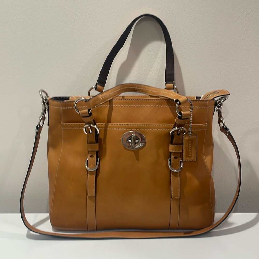 Coach 2-way Chelsea Tan Leather Tote Satchel Bag